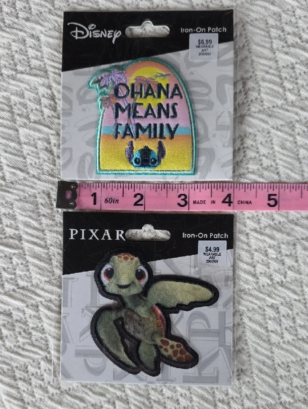 Toy Story & Disney Iron-On Patch Set Of Five Buzz-Woody-Minnie-Turtle 'Ohana' - Picture 4 of 6